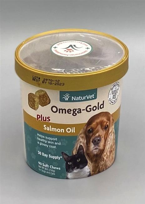 NaturVet Omega Gold Plus Salmon Oil Soft Chews for Dogs 90 count